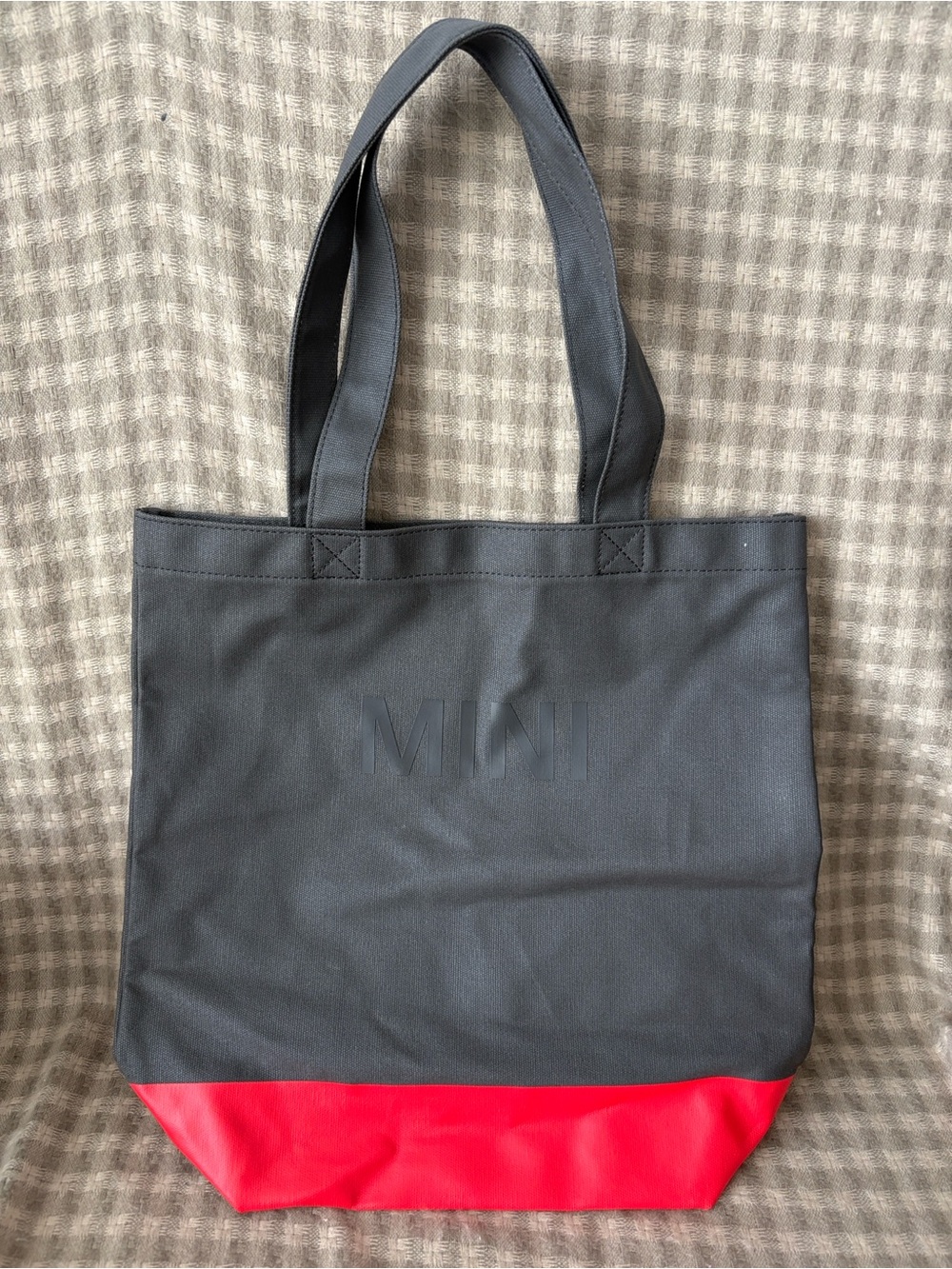 OFFICIAL MINI COOPER CANVAS TOTE BAG DARK GREY/RED
